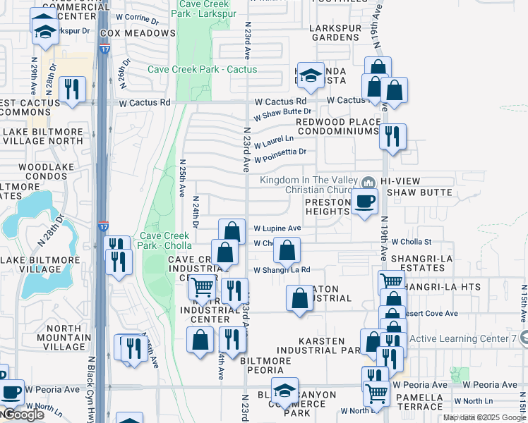 map of restaurants, bars, coffee shops, grocery stores, and more near 2230 West Cortez Street in Phoenix