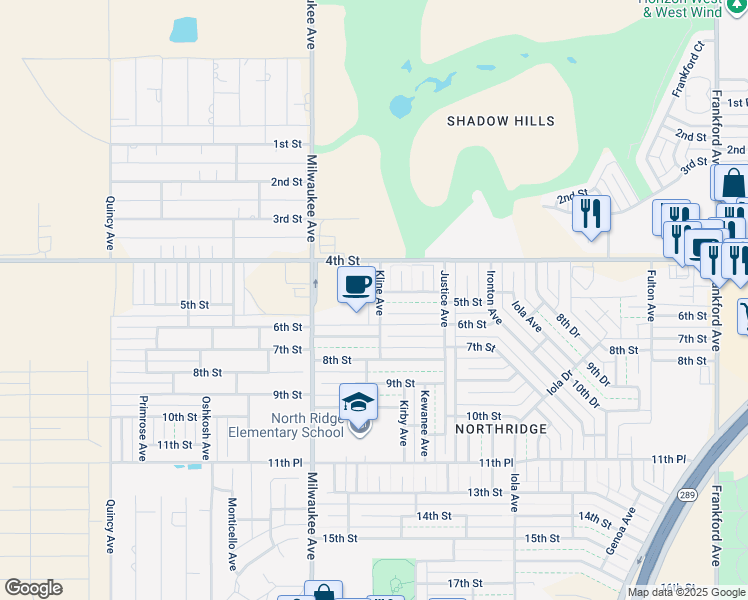 map of restaurants, bars, coffee shops, grocery stores, and more near 502 Kline Avenue in Lubbock