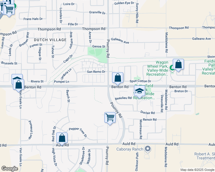 map of restaurants, bars, coffee shops, grocery stores, and more near Benton Road in Winchester