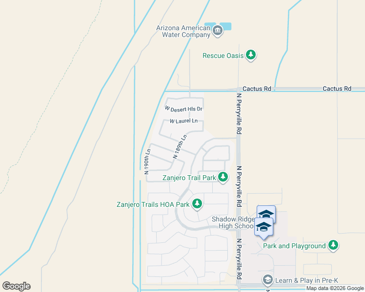 map of restaurants, bars, coffee shops, grocery stores, and more near 18977 Jenan Drive in Surprise