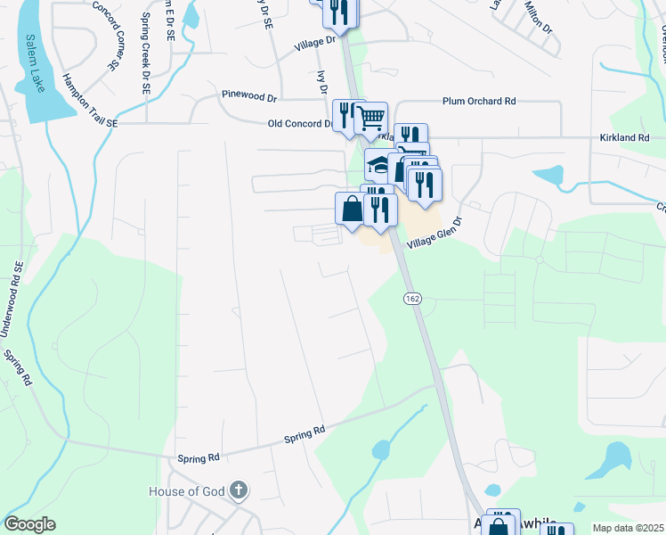 map of restaurants, bars, coffee shops, grocery stores, and more near 20 Summit Drive in Covington