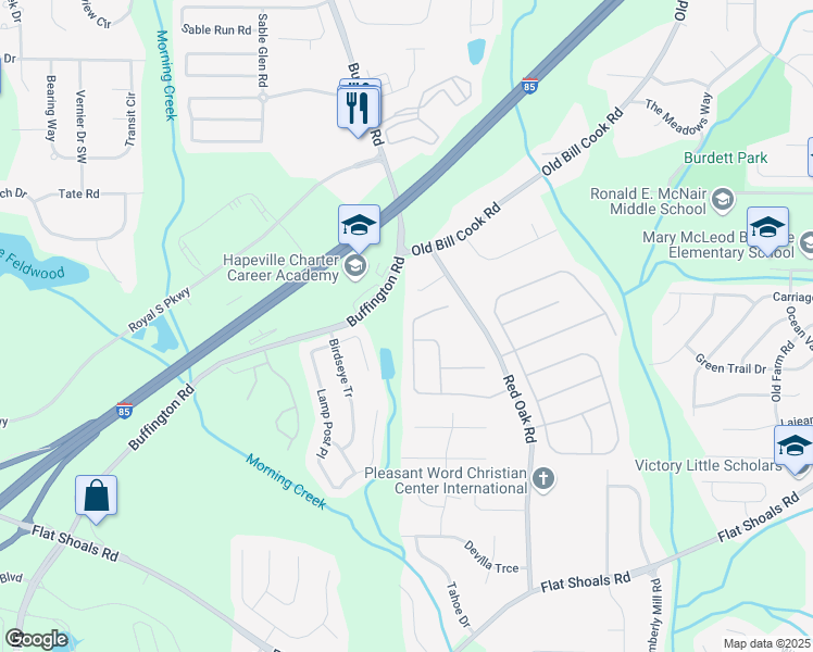 map of restaurants, bars, coffee shops, grocery stores, and more near 350 Magnolia Walk Lane in College Park