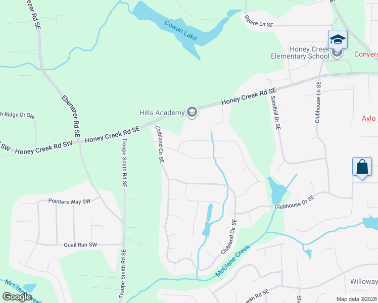 map of restaurants, bars, coffee shops, grocery stores, and more near 356 Golfcrest Drive Southeast in Conyers