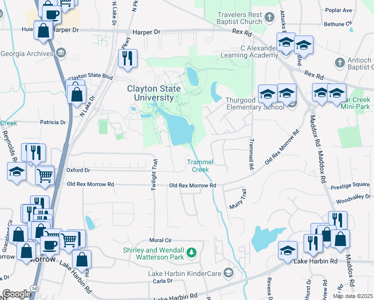 map of restaurants, bars, coffee shops, grocery stores, and more near 1976 Oxford Drive in Morrow