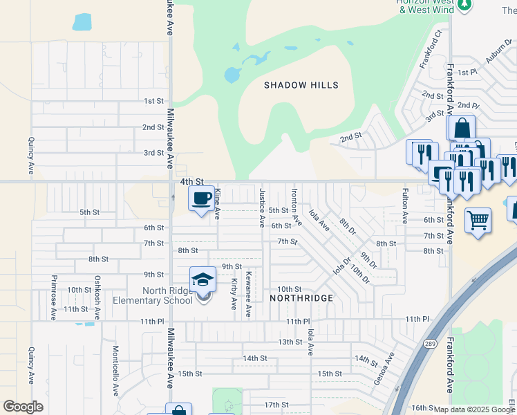 map of restaurants, bars, coffee shops, grocery stores, and more near 6205 5th Street in Lubbock