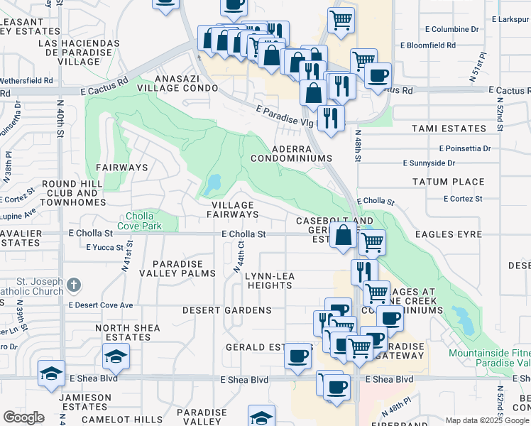map of restaurants, bars, coffee shops, grocery stores, and more near 4516 E Lupine Ave in Phoenix