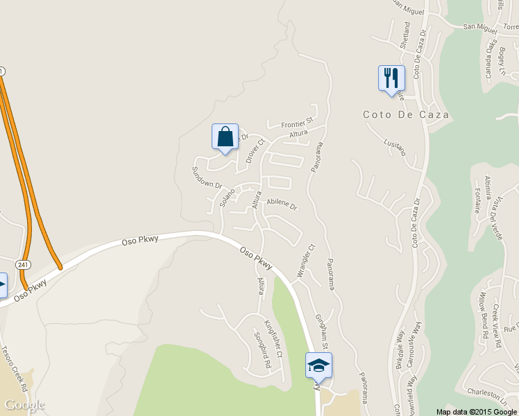 map of restaurants, bars, coffee shops, grocery stores, and more near 5 Raindance Street in Trabuco Canyon