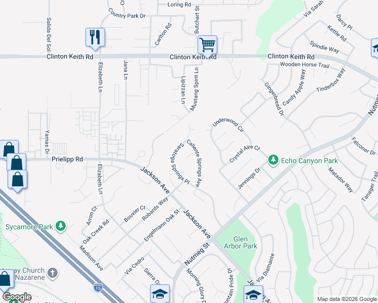 map of restaurants, bars, coffee shops, grocery stores, and more near 40728 Clancy Court in Murrieta