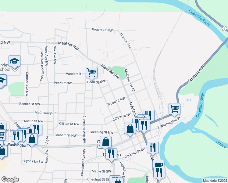 map of restaurants, bars, coffee shops, grocery stores, and more near 141 Hildreth Street Northwest in Camden