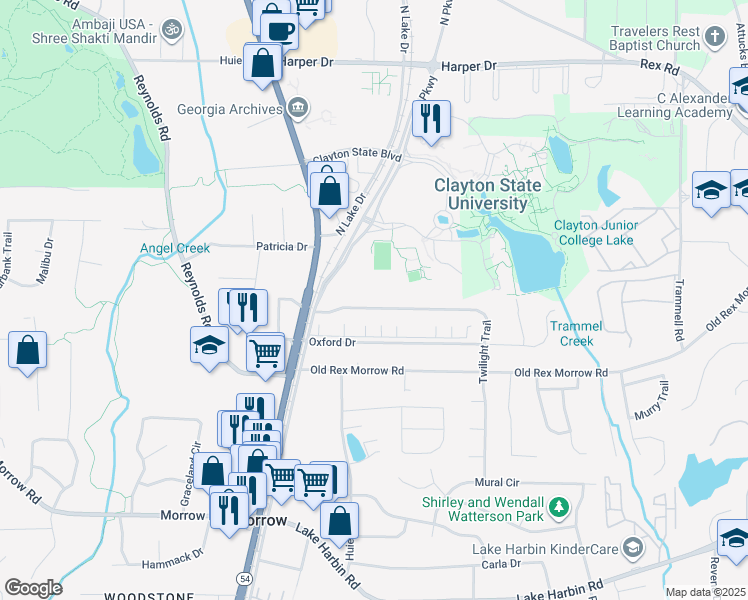 map of restaurants, bars, coffee shops, grocery stores, and more near 5954 Twilight Trail in Morrow