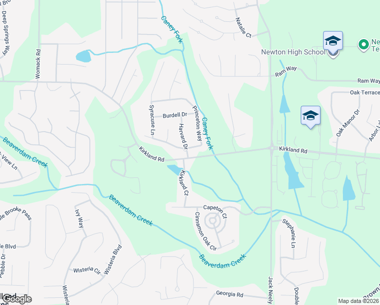 map of restaurants, bars, coffee shops, grocery stores, and more near 150 Princeton Way in Covington