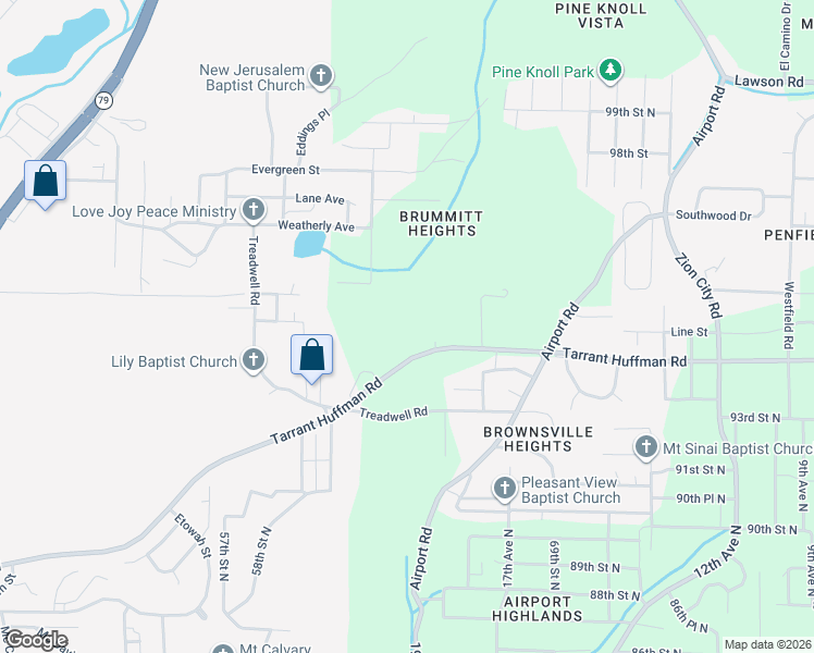 map of restaurants, bars, coffee shops, grocery stores, and more near 1856 Tarrant Huffman Road in Birmingham