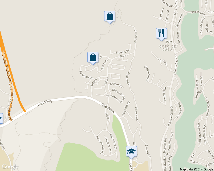map of restaurants, bars, coffee shops, grocery stores, and more near 3 Raindance Street in Trabuco Canyon