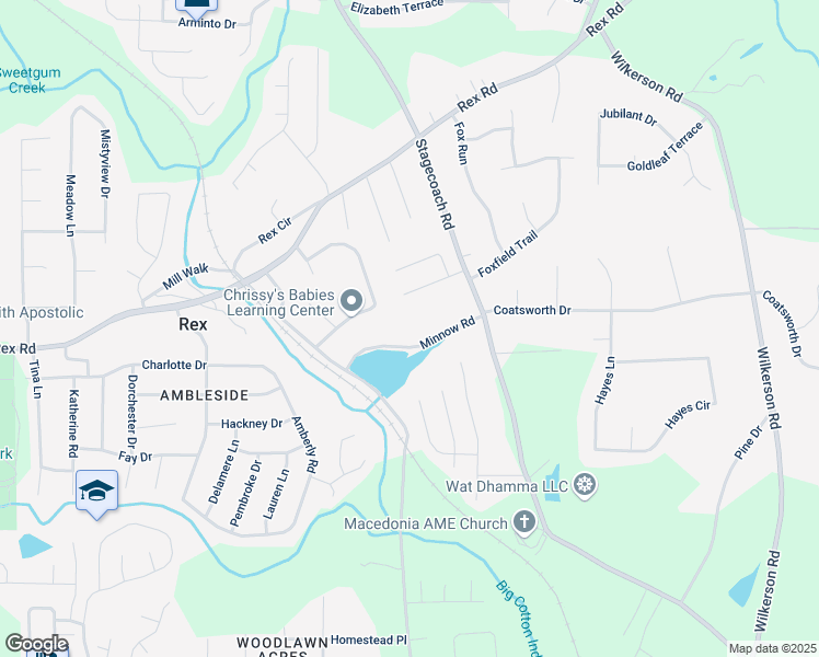 map of restaurants, bars, coffee shops, grocery stores, and more near 4016 Minnow Road in Rex