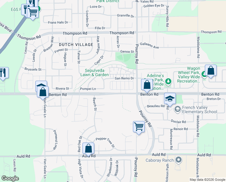 map of restaurants, bars, coffee shops, grocery stores, and more near 31739 Woodbank Way in Winchester