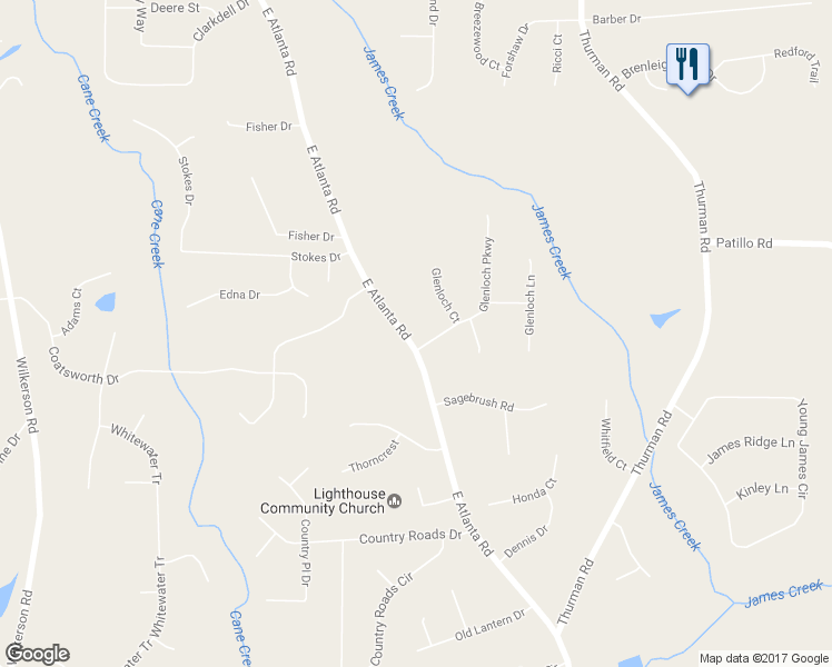 map of restaurants, bars, coffee shops, grocery stores, and more near 1796 East Atlanta Road in Stockbridge