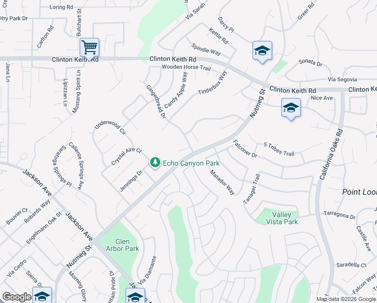 map of restaurants, bars, coffee shops, grocery stores, and more near 9 Nutmeg Street in Murrieta