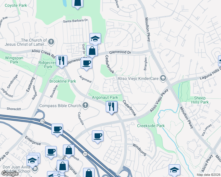 map of restaurants, bars, coffee shops, grocery stores, and more near 8 Summerwood in Laguna Hills