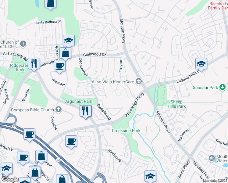 map of restaurants, bars, coffee shops, grocery stores, and more near 3 Rosewood in Aliso Viejo