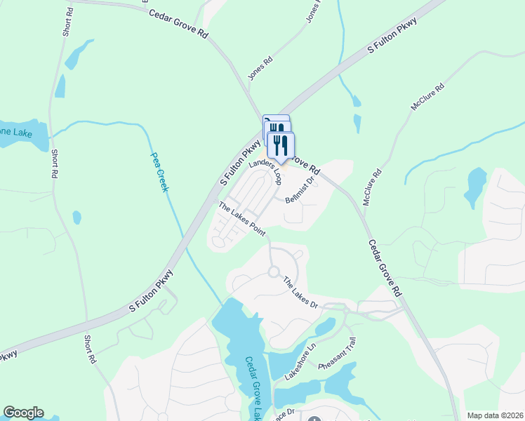 map of restaurants, bars, coffee shops, grocery stores, and more near 5983 Landers Loop in Fairburn