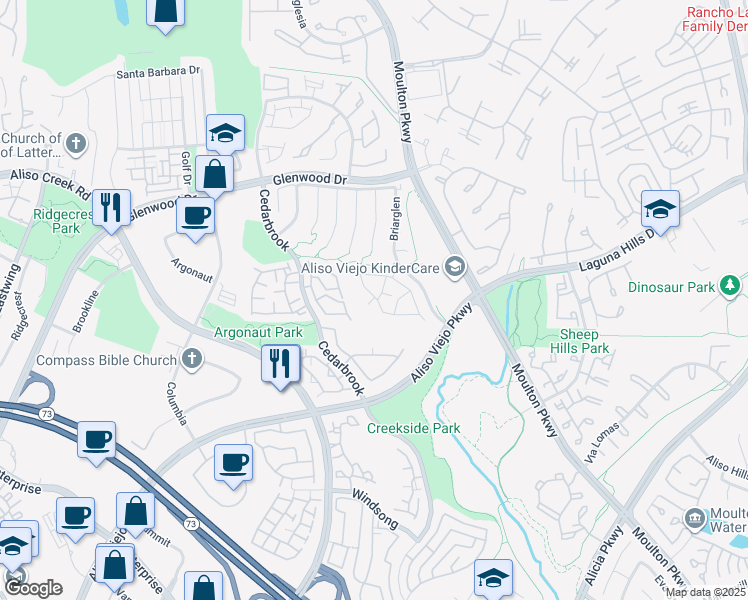 map of restaurants, bars, coffee shops, grocery stores, and more near 22 Silveroak in Laguna Hills