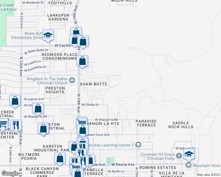 map of restaurants, bars, coffee shops, grocery stores, and more near 1716 West Cortez Street in Phoenix
