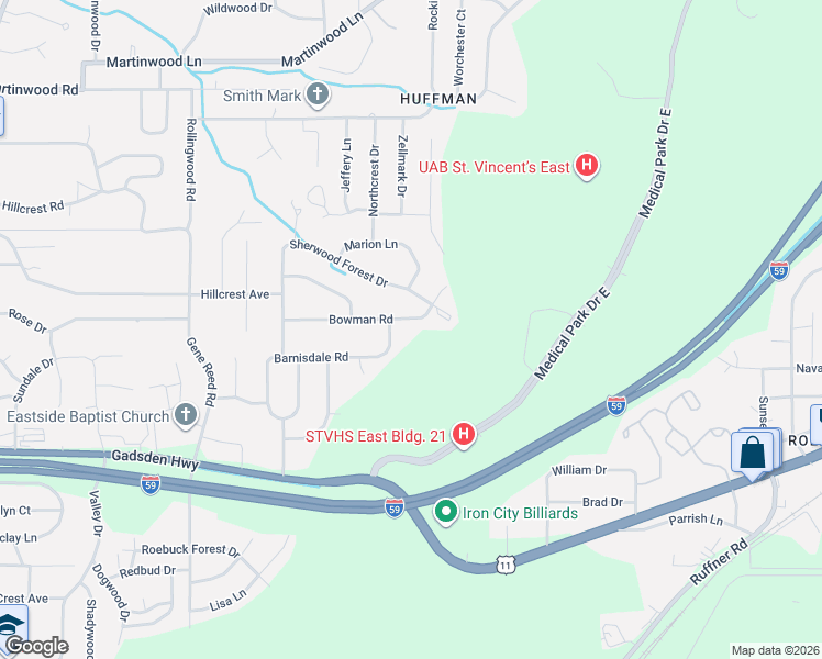 map of restaurants, bars, coffee shops, grocery stores, and more near 903 Barnisdale Road in Birmingham