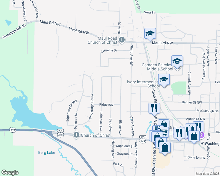 map of restaurants, bars, coffee shops, grocery stores, and more near 544 Berg Avenue in Camden