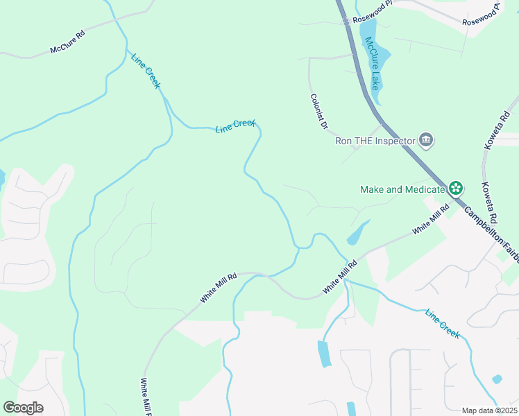 map of restaurants, bars, coffee shops, grocery stores, and more near 6897 White Mill Road in Fairburn