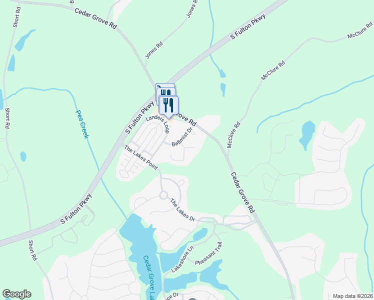 map of restaurants, bars, coffee shops, grocery stores, and more near 265 Highwind Way in Fairburn