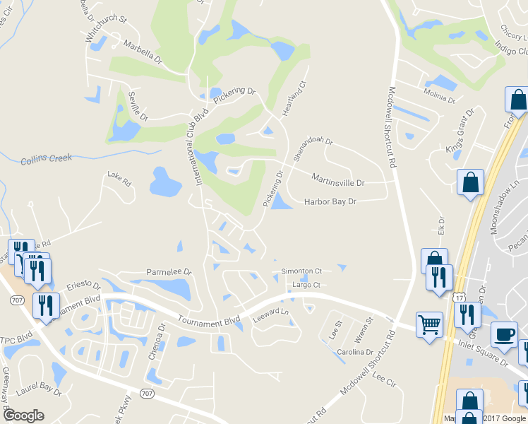 map of restaurants, bars, coffee shops, grocery stores, and more near 978 Pickering Drive in Murrells Inlet