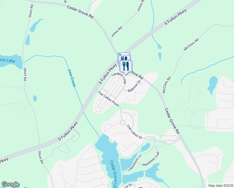 map of restaurants, bars, coffee shops, grocery stores, and more near 5983 Landers Loop in Fairburn