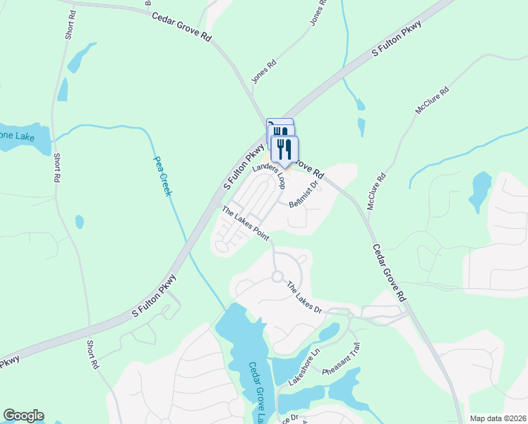 map of restaurants, bars, coffee shops, grocery stores, and more near 5983 Landers Loop in Fairburn