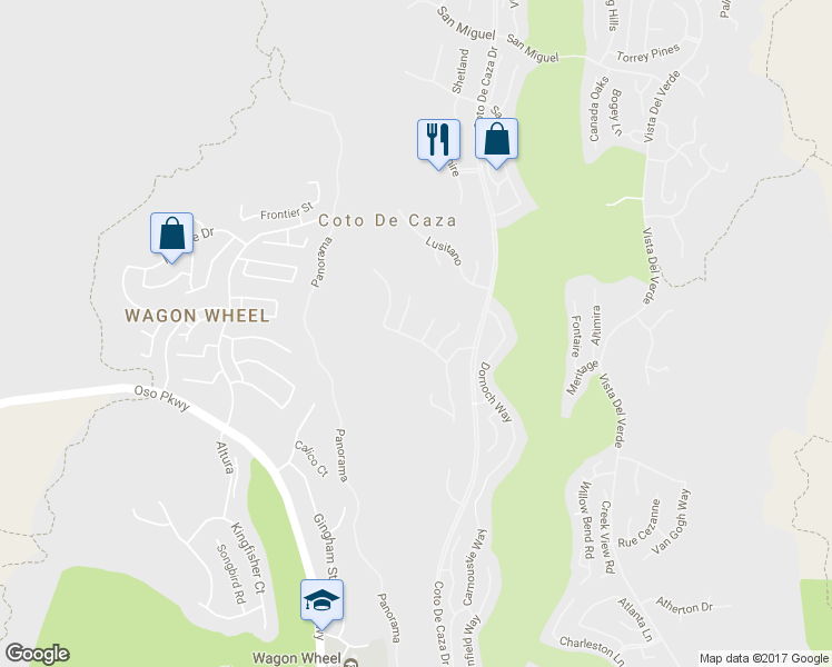 map of restaurants, bars, coffee shops, grocery stores, and more near 11 Lafayette Lane in Coto de Caza