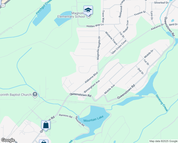 map of restaurants, bars, coffee shops, grocery stores, and more near Promenade Drive in Trussville