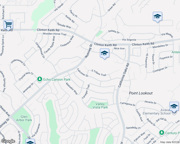 map of restaurants, bars, coffee shops, grocery stores, and more near 23893 5 Tribes Trail in Murrieta