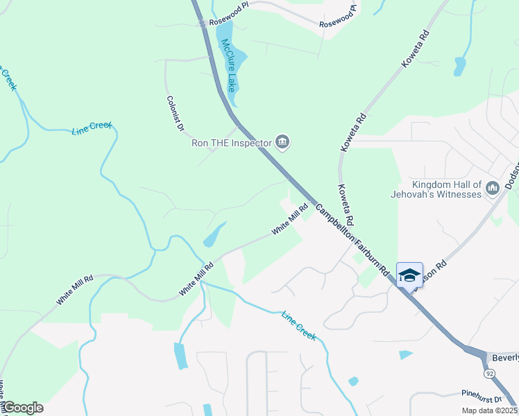 map of restaurants, bars, coffee shops, grocery stores, and more near 6540 Old White Mill Road in Fairburn