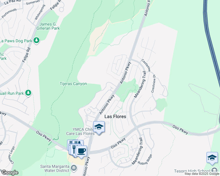 map of restaurants, bars, coffee shops, grocery stores, and more near 35 Seacountry Lane in Rancho Santa Margarita