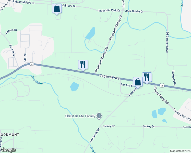 map of restaurants, bars, coffee shops, grocery stores, and more near 4208 Cogswell Avenue in Pell City
