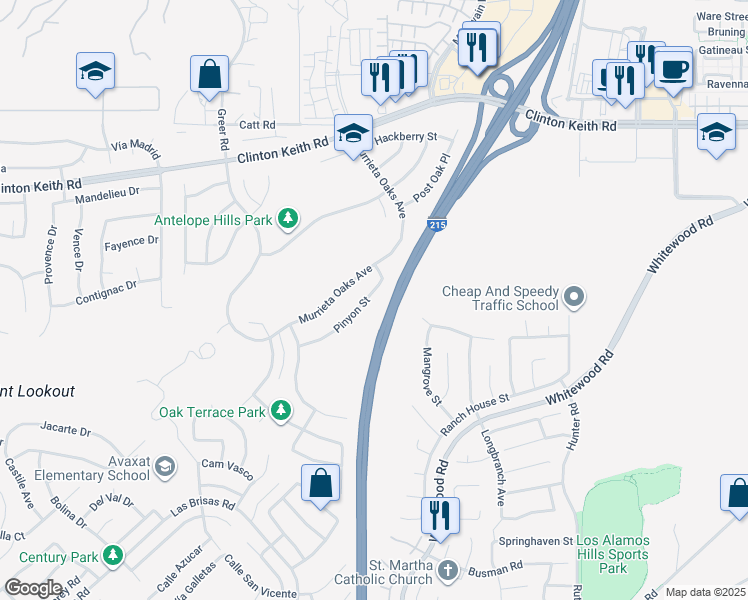 map of restaurants, bars, coffee shops, grocery stores, and more near 27524 Pinyon Street in Murrieta