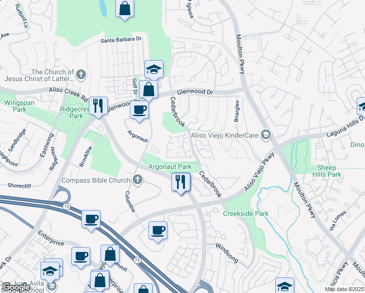 map of restaurants, bars, coffee shops, grocery stores, and more near 42 Rainwood in Laguna Hills