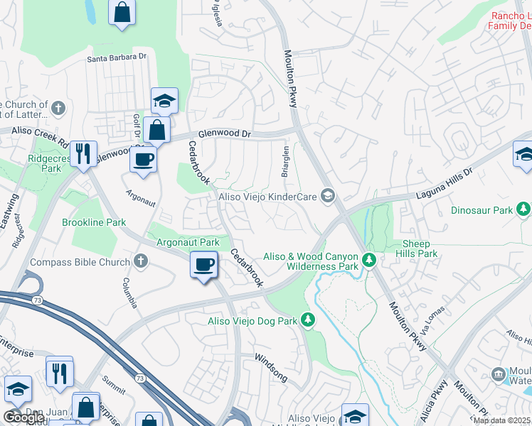 map of restaurants, bars, coffee shops, grocery stores, and more near 22 Silveroak in Laguna Hills