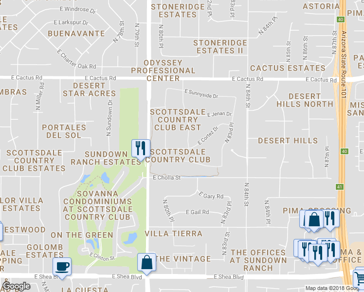 map of restaurants, bars, coffee shops, grocery stores, and more near 8084 East Cortez Drive in Scottsdale