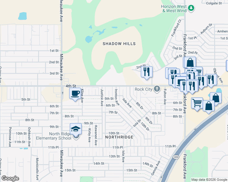 map of restaurants, bars, coffee shops, grocery stores, and more near 414 Juneau Avenue in Lubbock