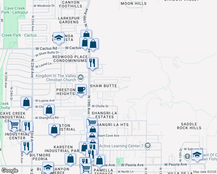 map of restaurants, bars, coffee shops, grocery stores, and more near 1735 West Cortez Street in Phoenix