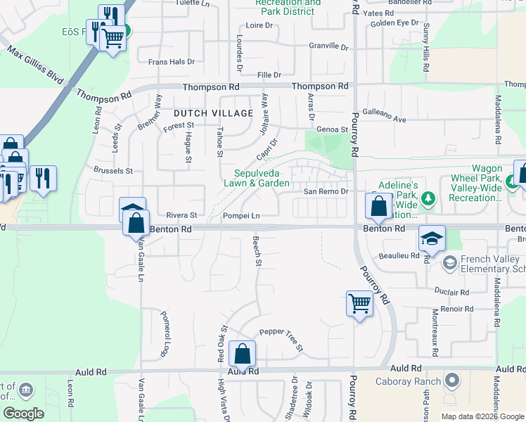 map of restaurants, bars, coffee shops, grocery stores, and more near 31701 Pompet Lane in Winchester