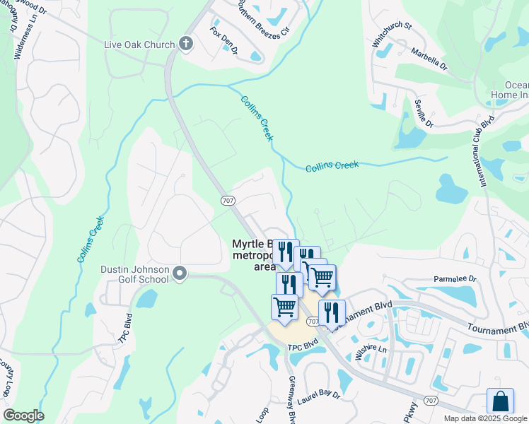 map of restaurants, bars, coffee shops, grocery stores, and more near 9232 Blue Wing Drive in Murrells Inlet