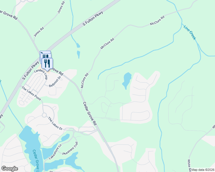 map of restaurants, bars, coffee shops, grocery stores, and more near 6151 Chastain Way in Fairburn
