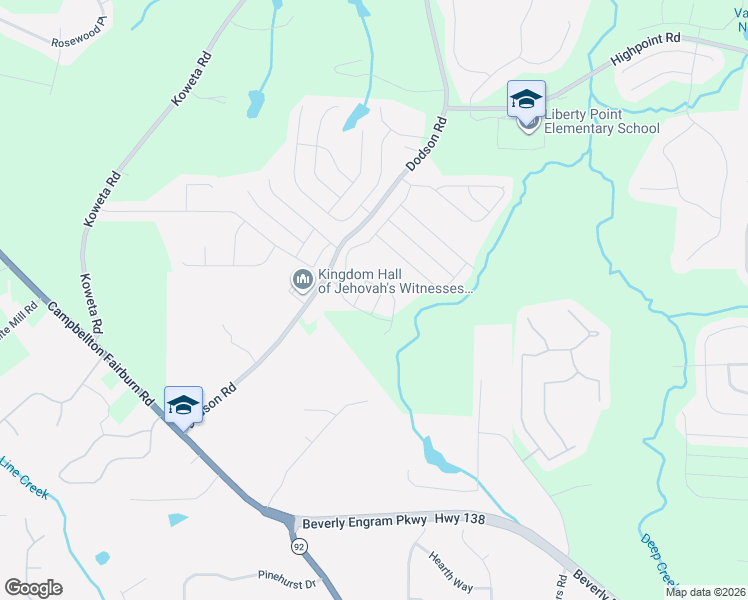 map of restaurants, bars, coffee shops, grocery stores, and more near 5984 Dodson Road in Fairburn