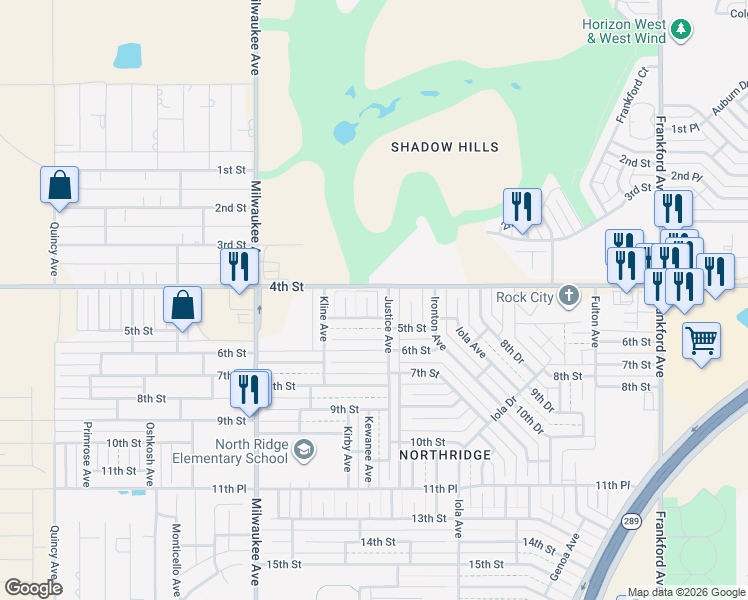 map of restaurants, bars, coffee shops, grocery stores, and more near 6238-6298 4th Street in Lubbock
